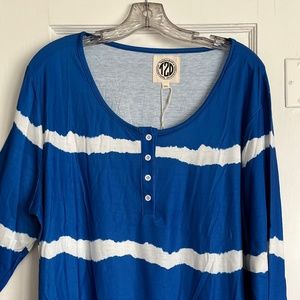 Royal blue long-sleeve Henley tee, 3XL, Tees2urdoor
